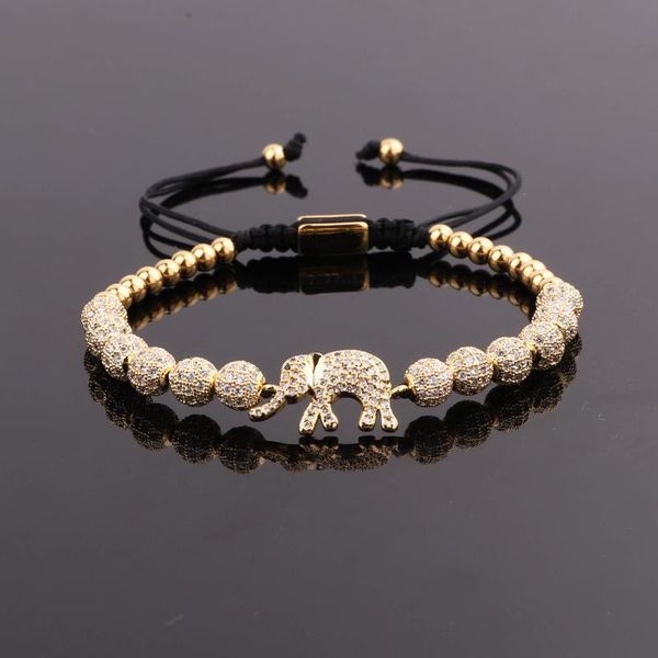 

women bracelet luxury cz ball lucky elephant charm macrame hip hop bracelet men women, Black