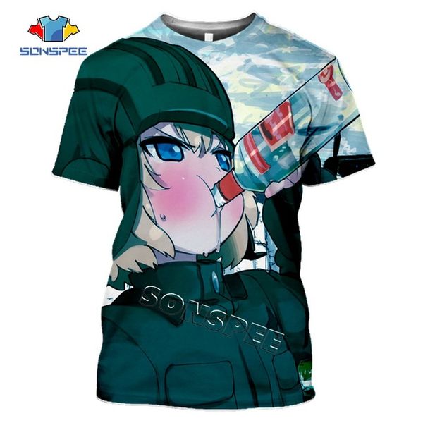 

3d anime print homme men girls und panzer 3d print shirts funny humor comics men clothing