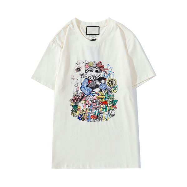 

italy style cat tee men women t-shirt new arrival printing t-shirt fashion men women comfort cool tee with animal flower design size s-2xl, White;black