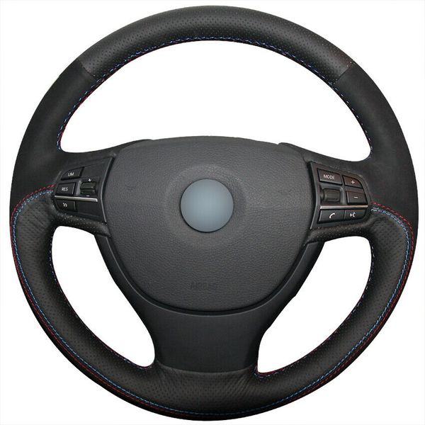 

black leather car steering wheel cover for bmw f10 523li 525li 2009 730li 740li