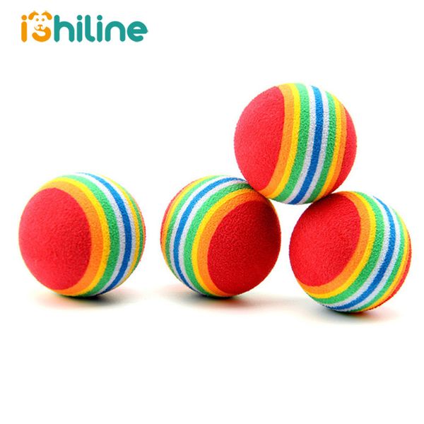 

cat toys 10pcs rainbow 3.5cm toy ball interactive play chewing rattle scratch eva training pet supplies