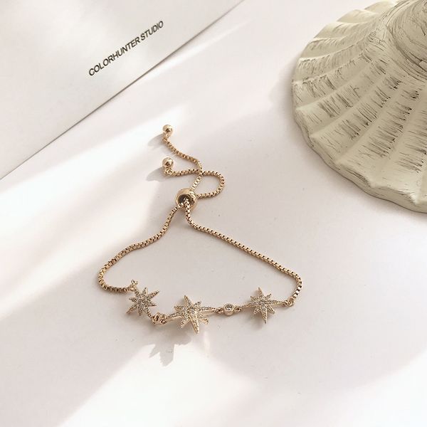 

classic zircon star bracelet for women adjustable bracelets shiny chain braclet accessories holiday gift korean drama jewelry, Black