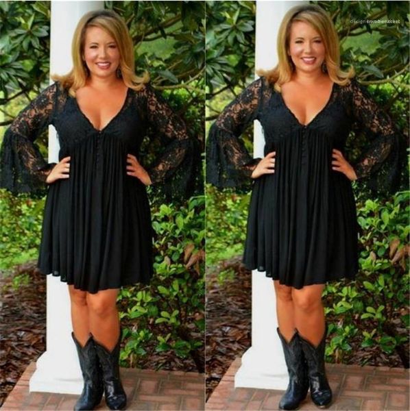 

high waist women designer dresses plus size women party dress fashion black v neck lace pleated dresses, Black;gray