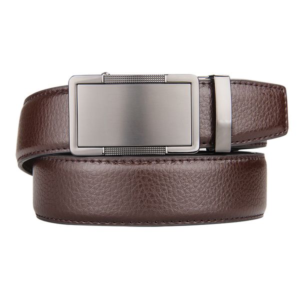

brand brown leather belt for men fashion automatic buckle ratchet belts comfort click leather belt male 3.5 cm, Black;brown