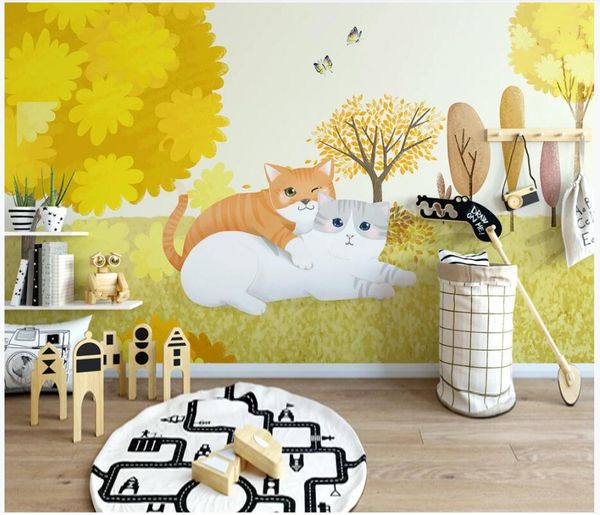 

3d wallpaper custom p mural on the wall modern hand-painted cat cute children's room home decor p wallpaper for living room