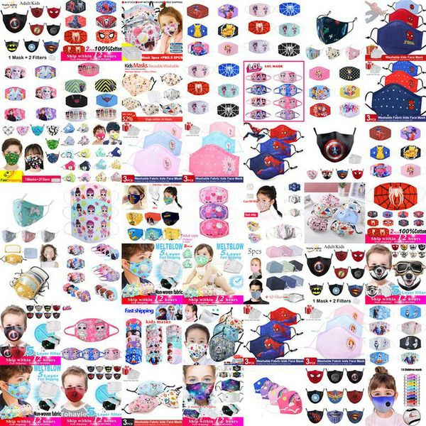 

100styles 100 pure cotton 3d printing cartoon spider anime face mask for adults 3 10 age baby kids children mouth mask better trendy, Blue