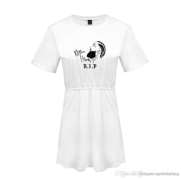 

summer dresses rip 3d digital printed female clothing crew neck a line fashion apparel nipsey hussle womens, White;black