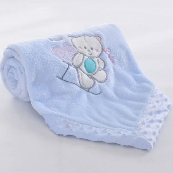 

baby blanket embroidery double flannel cartoon blankets infant swaddle receiving stroller wrap for newborn baby bedding blankets