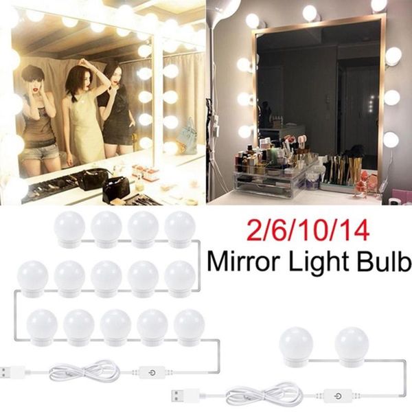 

2/6/10/14pcs led makeup mirror light bulb dimmable hollywood vanity lights