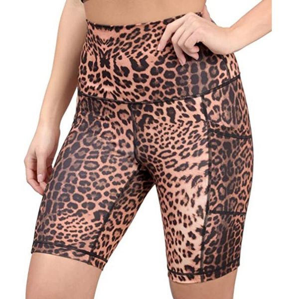 

2020 summer high waist casual biker shorts women short pants leopard fitness cycling shorts skinny printed femme #940, White;red