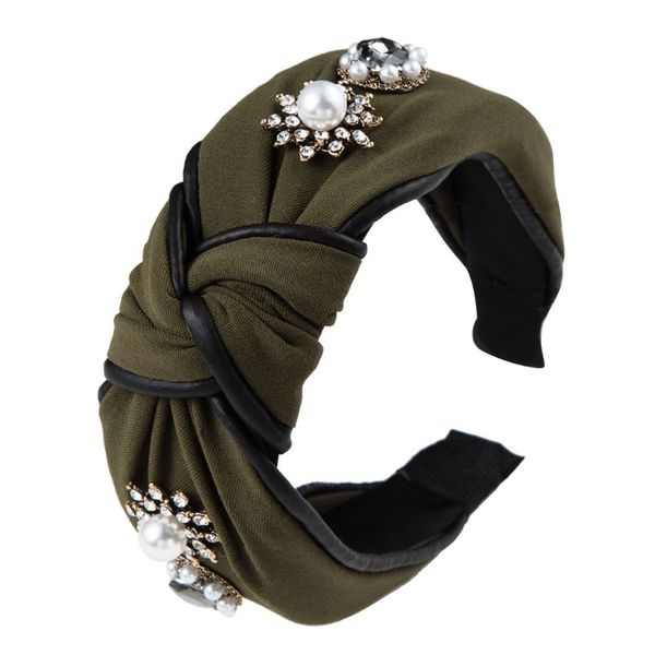 

hair accessories women girls cloth wrapped ruched headband glitter rhinestone imitation pearl twist cross knotted hoop headwear