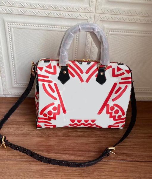 

speedy women bag real leather bags high cowhide quality fashion crafty sell new oxidize bag shoulder 30cm lady totes handbags bags rgjk, Red;black
