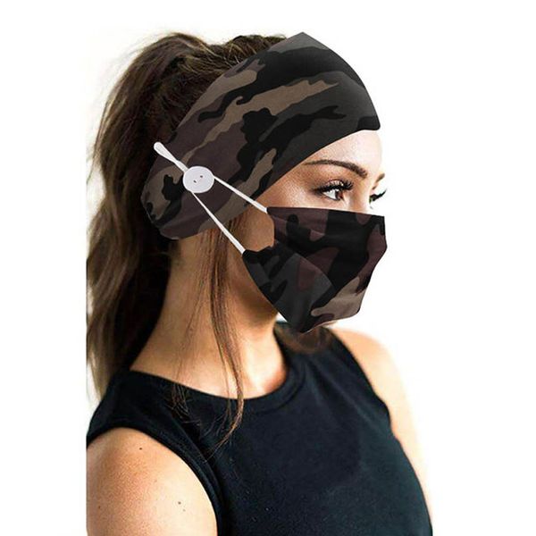 

breathable cotton face mask plus hairband yoga sport printed button elastic headband dustproof masks headscarf accessories