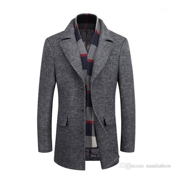 

casual coats designer lapel neck long sleeve outerwear middleaged and elder button coats winter mens patchwork, Tan;black