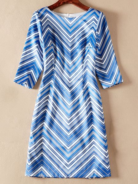 

strip print women sheath dress half sleeve casual dresses, Black;gray