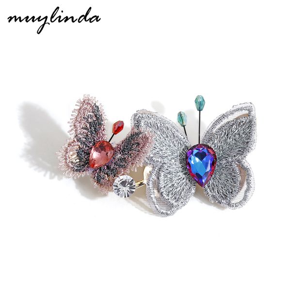 

muylinda butterfly brooch jewelry vintage crystal brooches for women flower broach pin bouquet gift for women, Gray