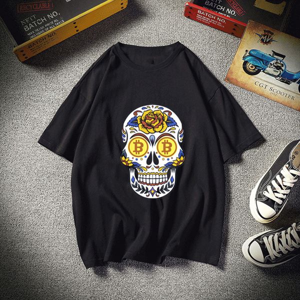 

bitcoin crypto currency skull aesthetic tumblr ulzzang shirt men/women t shirt men harajuku casual summer t-shirt ing