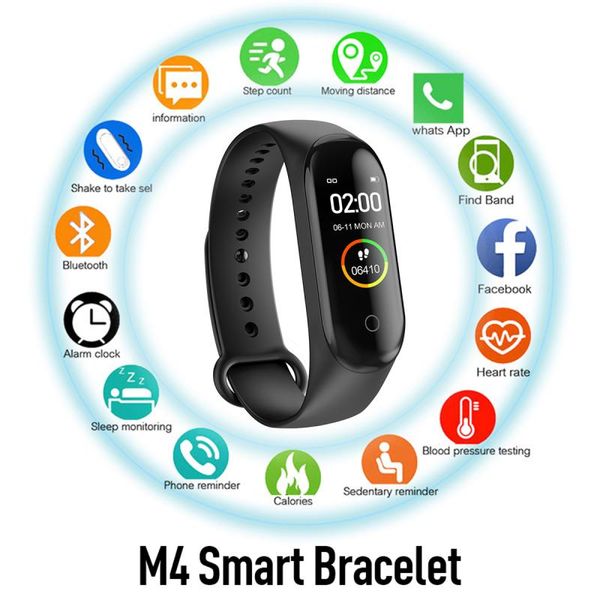 

fitness smart watch m4 smart band smart sport bracelet wristbands blood pressure monitoring heart rate running pedometer tracker