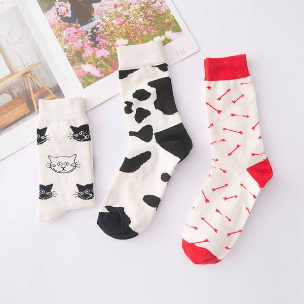 

кошка полосатого яйцо шаблон осень зима casual crew женщина happy socks, Black