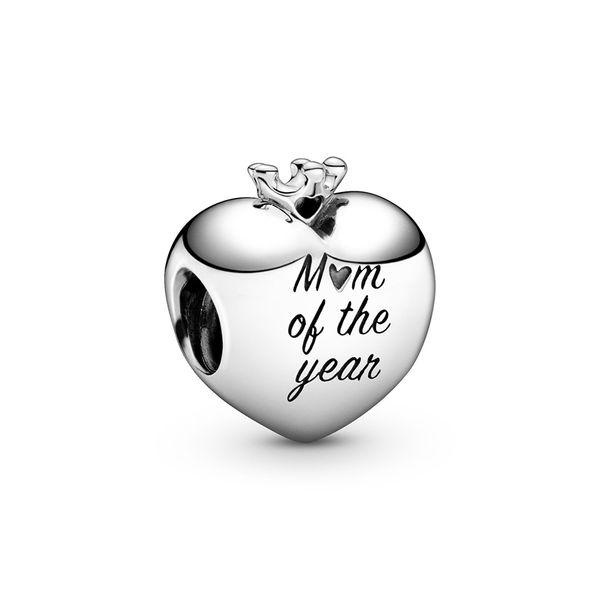

authentic ale 925 sterling silver mom of the year heart charm beads new diy designer love charms for fashion jewelry make pandora bracelets, Black