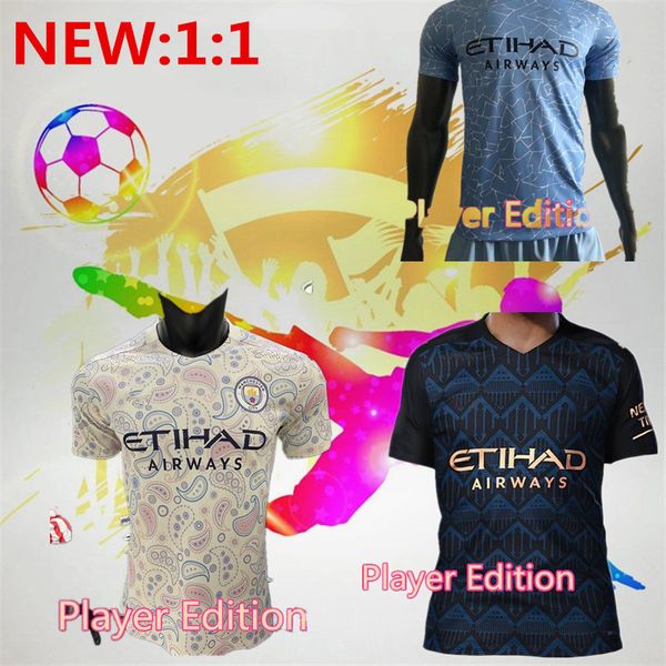 

player edition man manchester soccer jersey city 2020 2021 g.jesus home maillot de foot kun aguero mahrez 20 21 sterling away football shirt, Black;yellow