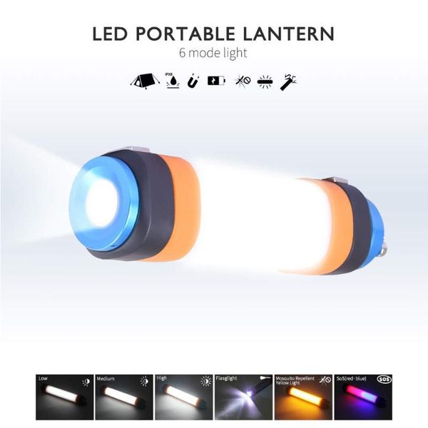 

usb rechargeable mosquito repellent lamp ip68 led camping lights portable lantern magnetic hanging working lighting