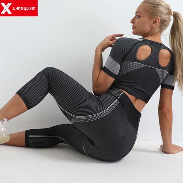 

women's 2 pieces outfits cropped t shirt and long pants tracksuits set sportwear yoga tracksuit high waisted sweatpants, White;red