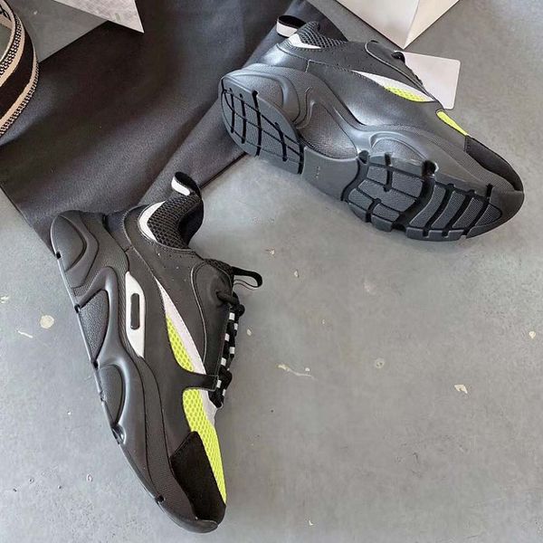 

fashion real leather handmade multicolor gradient technical fabric sneakers man women famous shoes 05 d28, Black