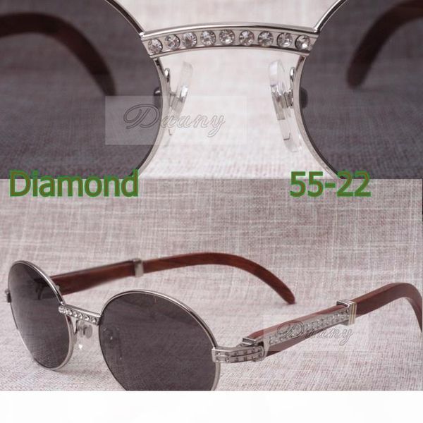 

2019 new diamond round sunglasses 7550178 wood male sunglasses size: 55-22-135mm, White;black