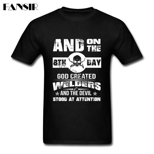 

on the 8th day god created welders clothing vintage men t-shirts short sleeved cotton o-neck t shirt for boy