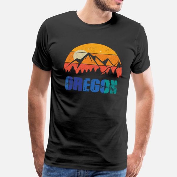 

retro vintage oregon with mountain and forest t shirt men printing short sleeve size s-3xl pictures anti-wrinkle basic spring outfit shirt