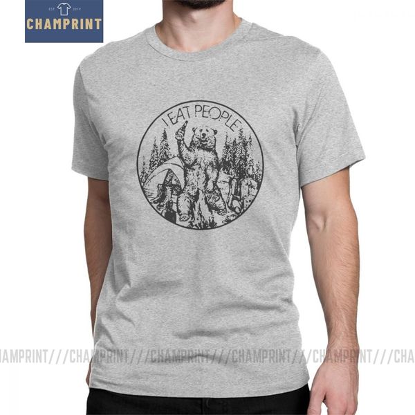 

funny bear i eat people men t shirt camping hiking fun pure cotton short sleeve tee shirt round neck t-shirts original clothes
