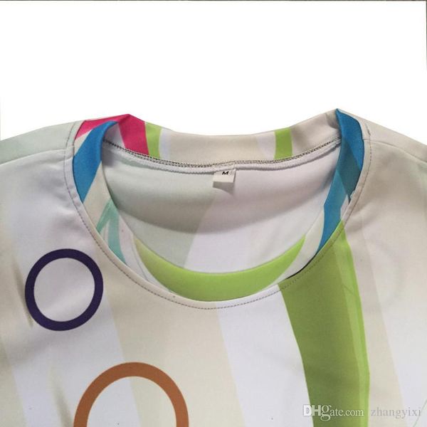 

wholesale men polyester milk silk 3d digital printing light mush color ring summer casual t shirts, White;black