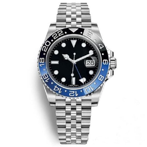

men mens watch watches blue black stainless steel pepsi watch mechanical automatic gmt movement wristwatches, Slivery;brown