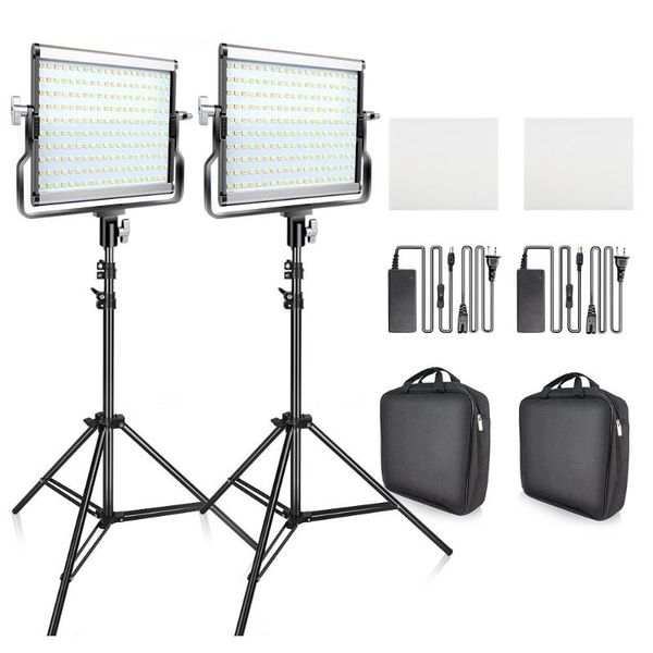 

flash heads l4500 led video light 2 in 1 kit pographic lighting studio lamp bi-color 3200k-5600k po with tripod for youtube