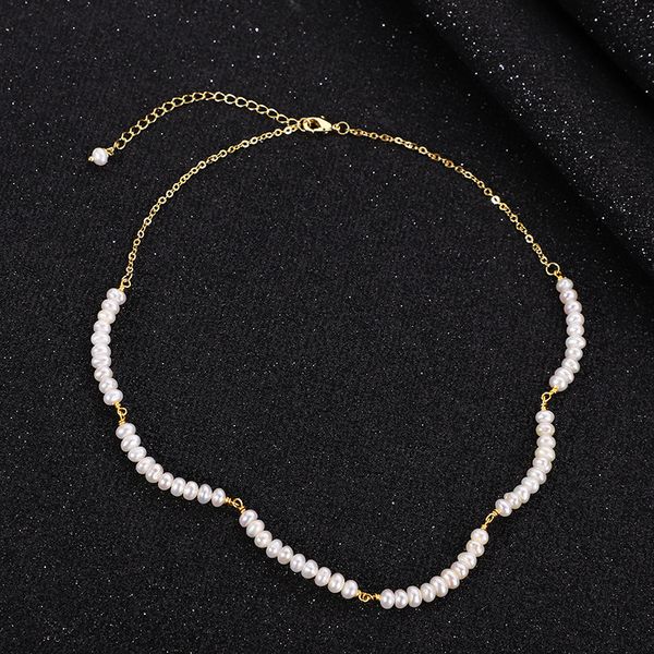 

100% natural freshwater clavicle small pearl necklace for women popular pearl fine jewelry wedding gift, Silver