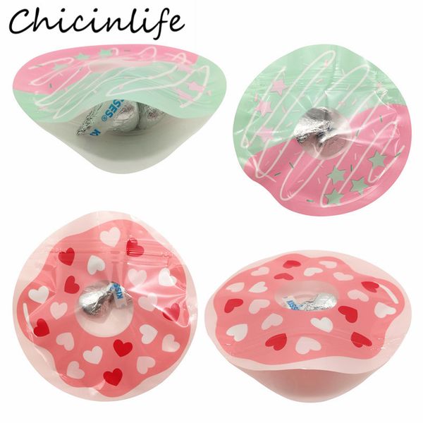 

chicinlife 10pcs donut shape plastic bags happy birthday party candy biscuit gift packaging bags wedding donut party supplies