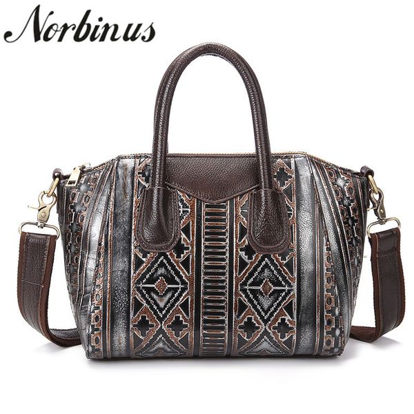 

norbinus из натуральной кожи плеча женщин crossbody мешки посыльного женский real коровьей рельефные сумки женские кошельки tote bolsas
