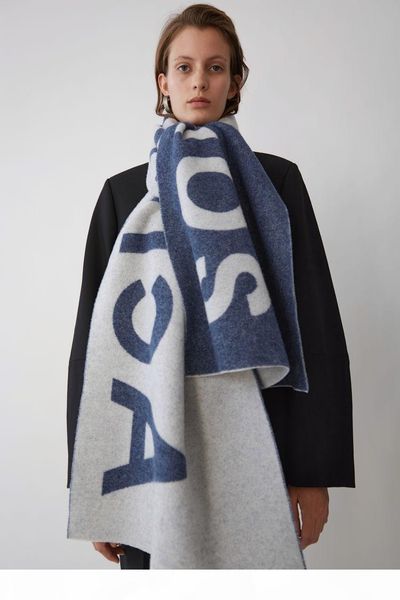 

fashion-studio hang tag shawl with designer scarves for fashionable, hig elegant women's wear luxury scarf acne letter long warm scarfs, Blue;gray