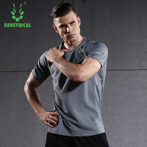 

running jerseys short sleeve men shirt fitness workout quick dry solid brethable sportswear vansydical, Black;blue