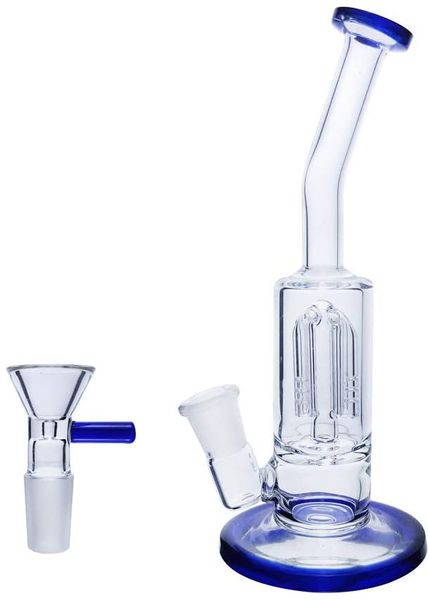 8 ila 10 İnç Cam Bong Filtre Temizle Blue Water Nargile Boru Downstem 14 mm Bowl Nargile Su Borusu Cam Downstem Bowl Yapımı By al OEM