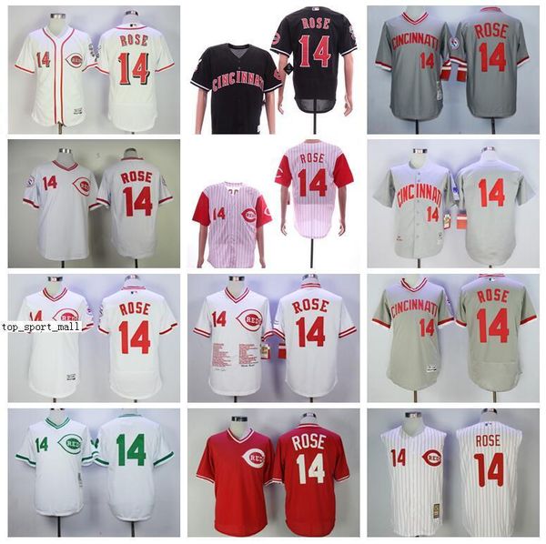 

vintage 1969 1976 retire 14 pete rose baseball jerseys men team red white grey pinstripe flexbase cool base pullover excellent quality, Blue;black