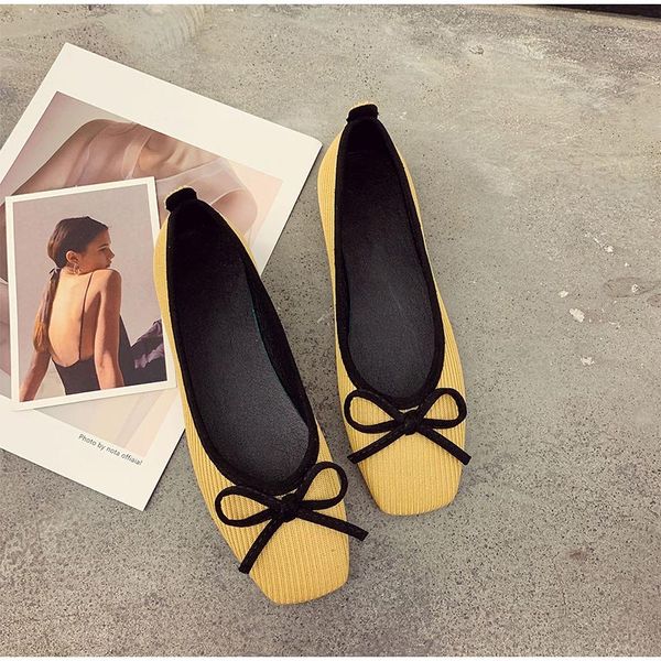 

women shoes female low heels slip on shoes for woman pumps bowknot knitted fashion office lady footwear zapatos de mujer 2020, Black