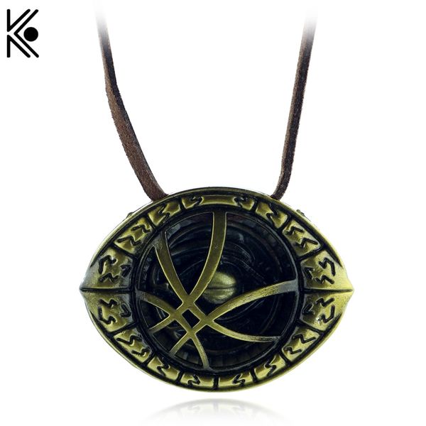

film strange necklaces pendants for men eye shape alloy antique bronze plated leather cord pendant necklace, Silver
