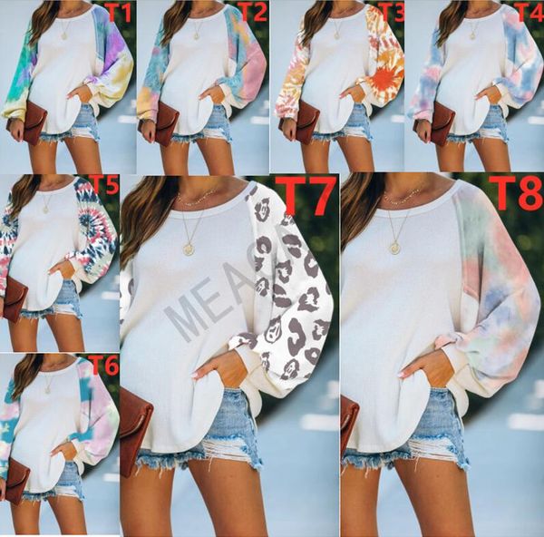 

girls sweatshirts women pullover blouse designer sweater autumn color tie-dye hoodies t-shirt winter long sleeve patchwork shirts d81104, White