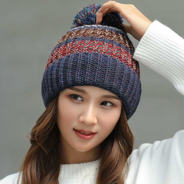 

new children's autumn winter knitted cotton hats warm and comfortable ski hat solid color fashion boy girl universal pompom caps, Blue;gray