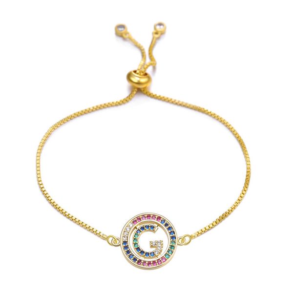 

new 1pcs copper rainbow zircon bracelets adjustable chain bracelets & bangles for women gold color jewelry accessories gift, Golden;silver