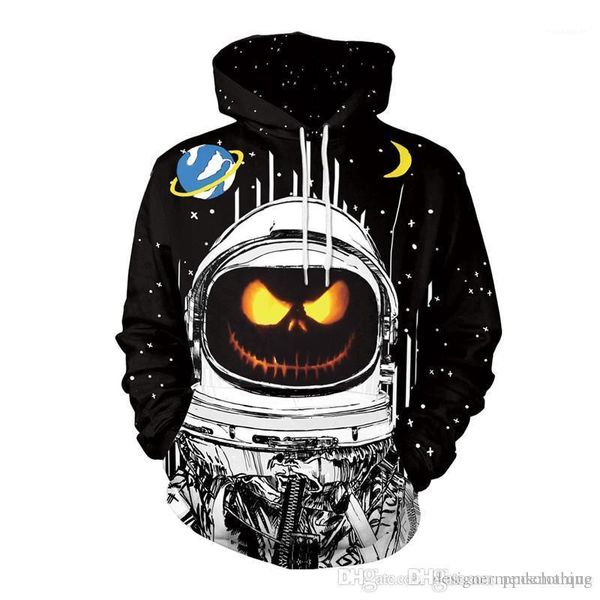 

fashion 3d digital printed party pullovers halloween designer mens hoodies winter o neck long sleeve couples hooded sweatshirts, Black