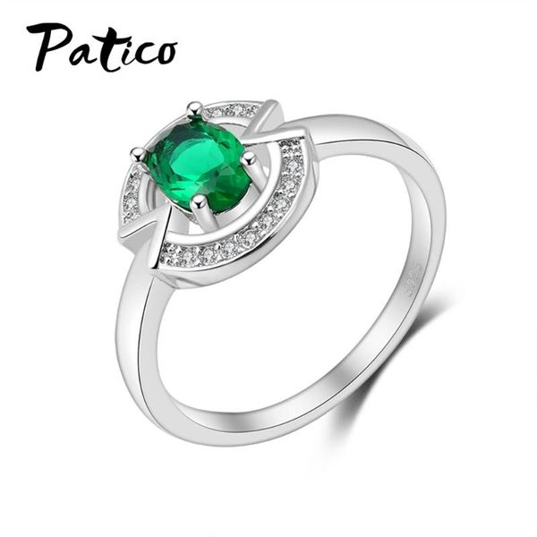 

vintage solid 925 sterling silver cocktail rings for women shining green cz crystal cubic zirconia stone party accessorie, Golden;silver