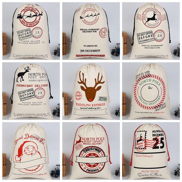 

xmas gifts drawstring canvas santa sacks christmas large canvas monogrammable santa claus drawstring bag with reindeers dh0211